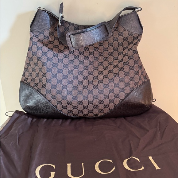 Gucci Handbags - Gucci Hobo Shoulder Bag – Brown GG Monogram Canvas & Leather